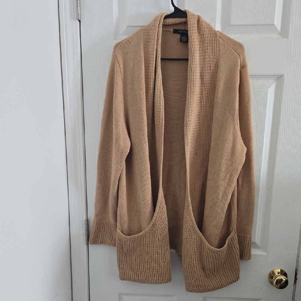 89th & Madison Tan Open-Front Cardigan